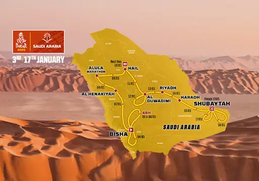 itinéraire du rallye dakar 2025