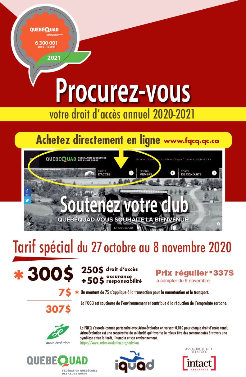 Prévente droit d'accès annuel 2021