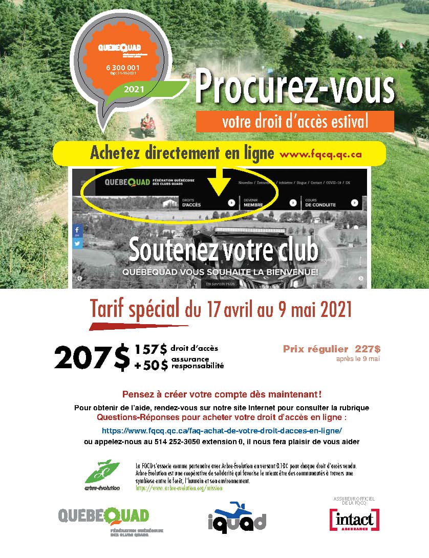 Prévente du droit d'accès estival 2021