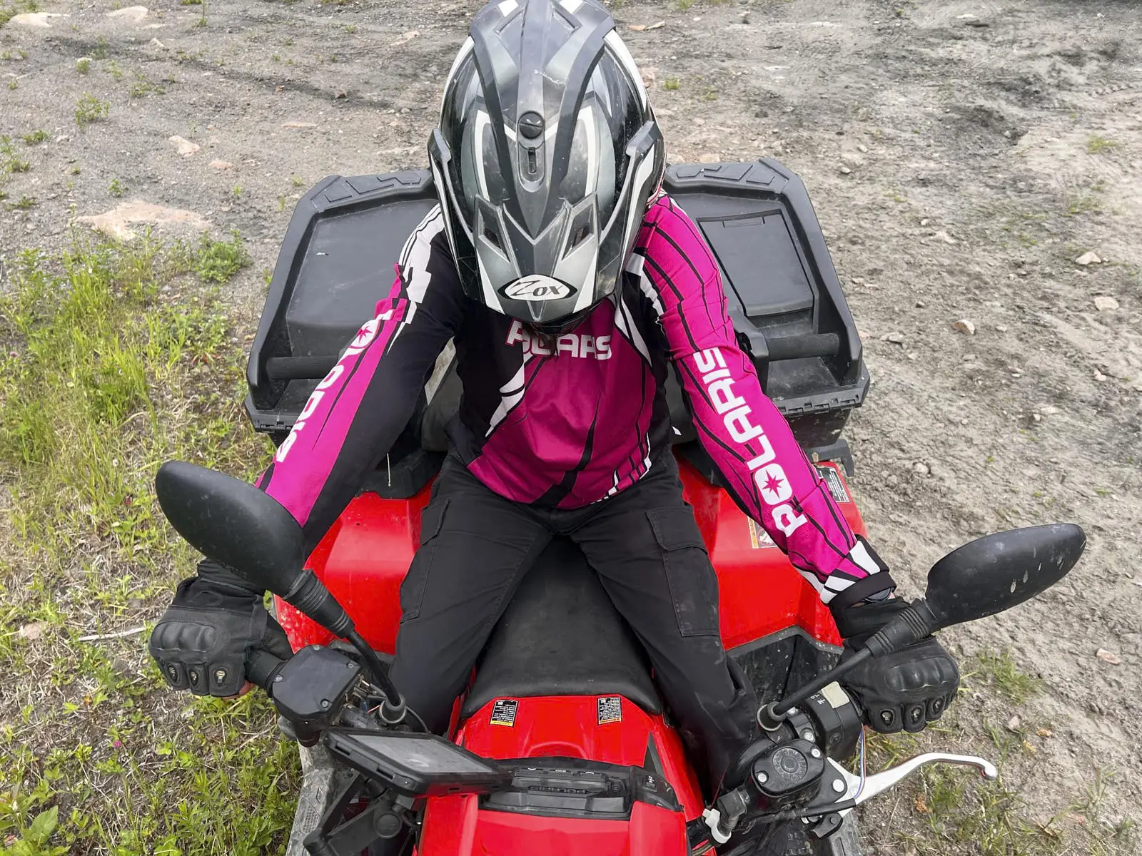 tense posture on a quad