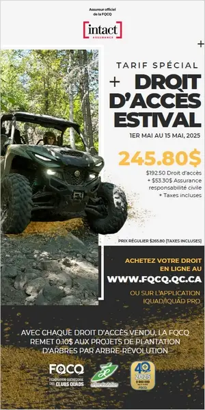 Prévente droit d'Accès estival FQCQ