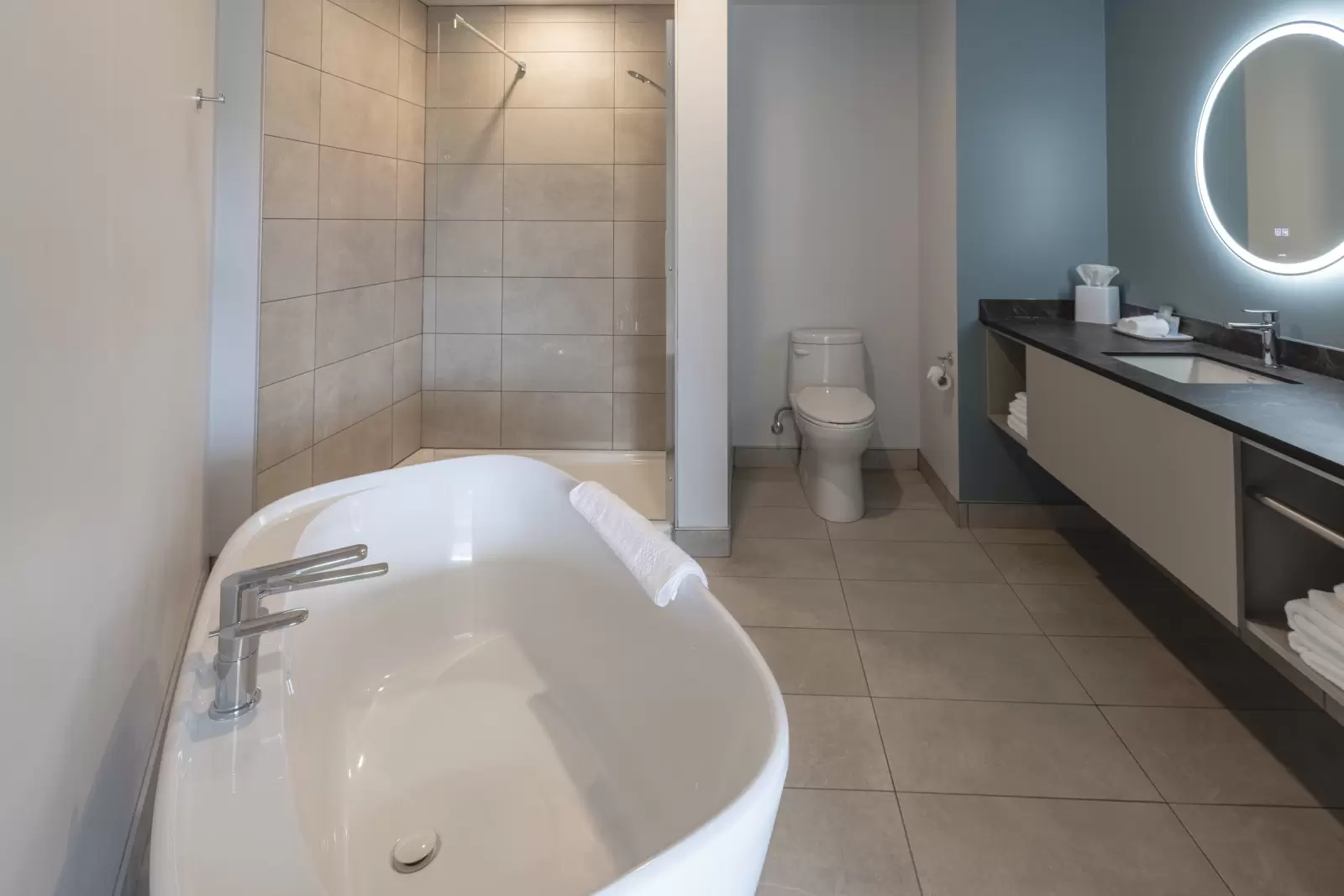 Guest bathroom with a bathtub